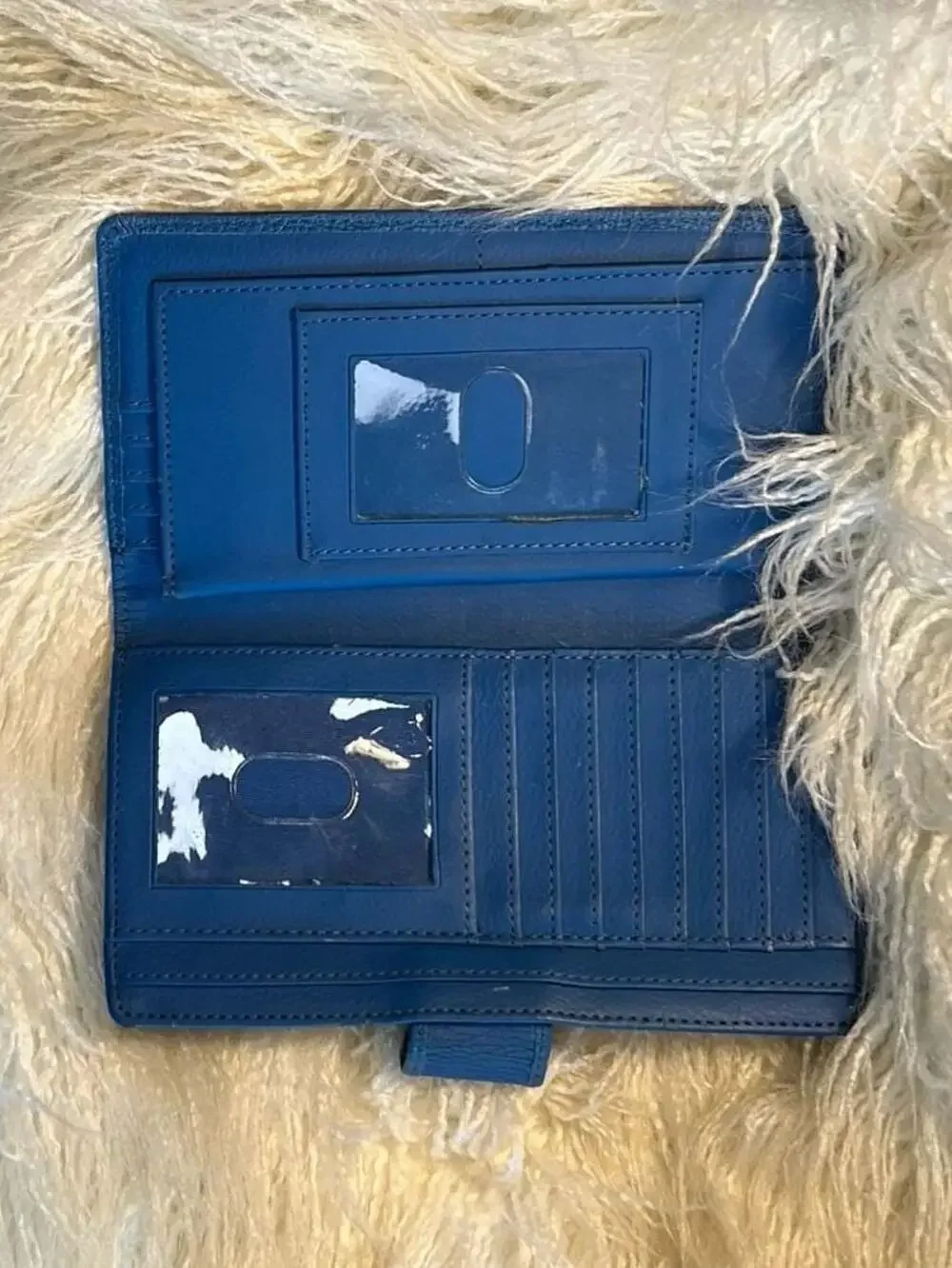 Mundi Kellie Croc Tab Clutch Wallet - Ocean Blue Pebbled Leather